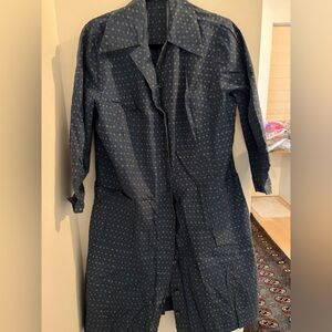 Marimekko Dark Blue Trench Coat with Subtle Pattern